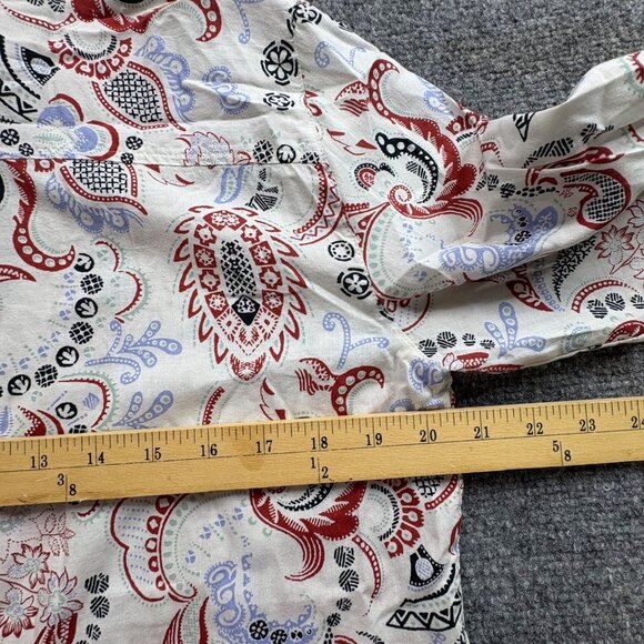 Ann Taylor Factory Top Womens M Paisley Button-Up Shirt Boho Fairy Business - Picture 9 of 13